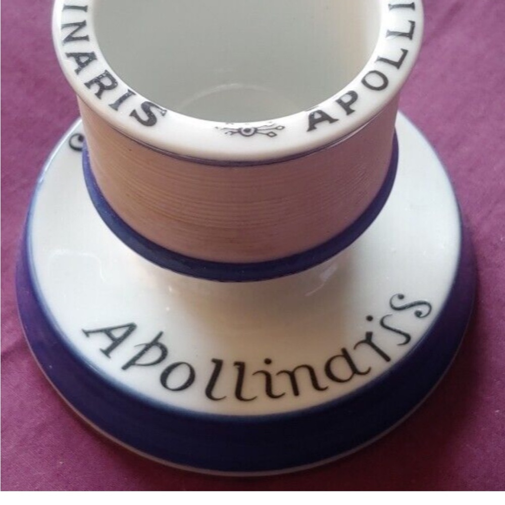 Vintage French Advertising Apollinaris Blue and White Match Holder Striker - Picture 2 of 4